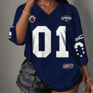 Women's Navy Blue Jersey-Style T-Shirt