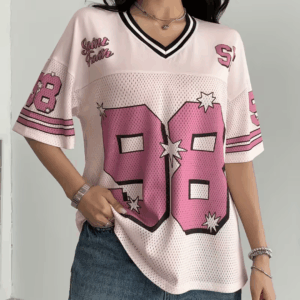 Women's Y2K-Inspired V-Neck Sports Jersey T-Shirt