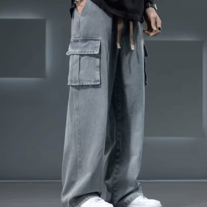 Men's Straight Wide-Leg Faux Denim