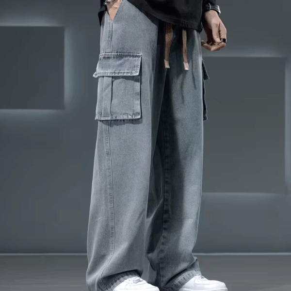 Men's Straight Wide-Leg Faux Denim