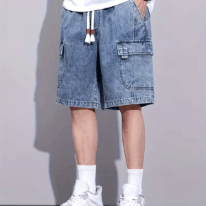 Men's Loose Fit Denim Shorts with Multiple Pockets